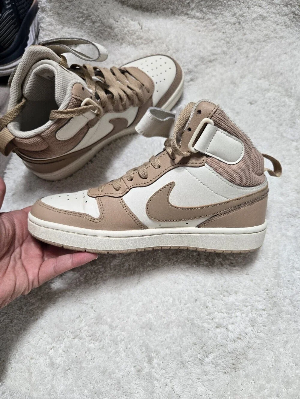 Nike Court Borough Mid 2 GS Pale Ivory Kids Youth Casual Shoes CD7782-125 Sz 5